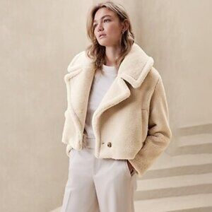 Banana Republic Vintage Faux Fur Jacket‎ Mushroom Size Large